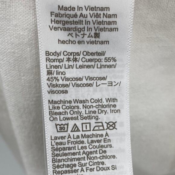 J Crew Linen Sundress Drop Waist Ruffle Hem Sleeveless Mini White Womens size 18 - Picture 7 of 8